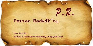 Petter Radvány névjegykártya